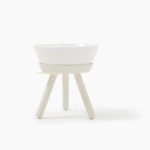 Elevated Oreo Ceramic Dog Bowl + Stand in White (Tall)