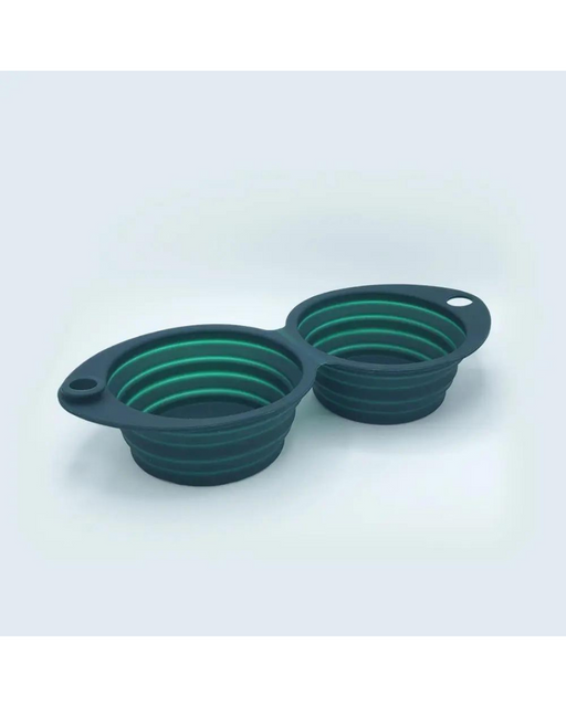 Double Travel Dog Bowl in Forest Green