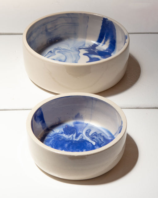 Handmade Ceramic Ocean Dog Bowl (Made in the USA)
