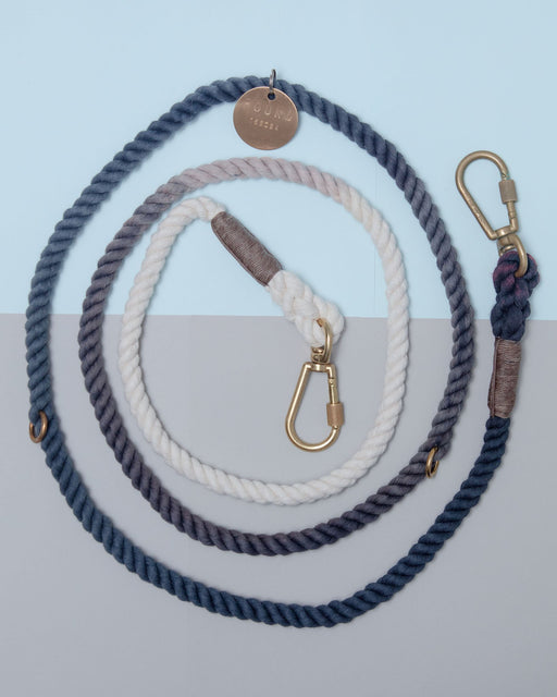 Adjustable Rope Dog Lead in Grey Ombré (Made in the USA)