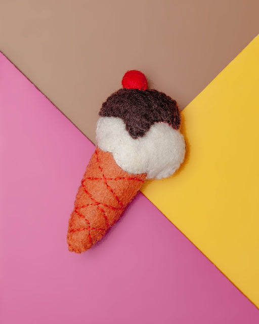 Wool Ice Cream Cone Catnip Toy