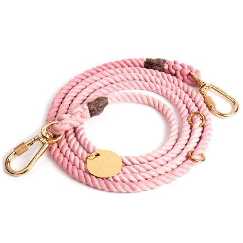 Adjustable Rope Dog Lead in Blush