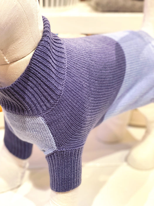 Colorblock Knit Dog Sweater in 2-Tone Blue