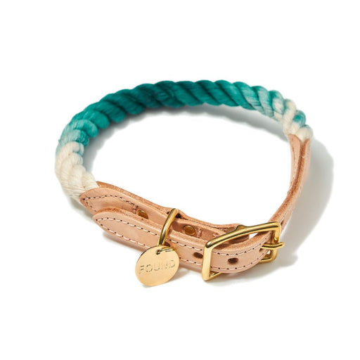 Rope Dog Collar in Teal Ombre