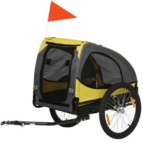 Dog Bike Trailer with Hitch Coupler, Quick Release Wheels, Reflectors, Flag for Medium Dogs, Yellow Dog Bike Trailer with Hitch Coupler, Quick Release Wheels, Reflectors, Flag for Medium Dogs, Yellow