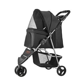 Pet Stroller Foldable 3 Wheels Dog Stroller with Brake up to 35lbs Travel Camp Pet Stroller Foldable 3 Wheels Dog Stroller with Brake up to 35lbs Travel Camp