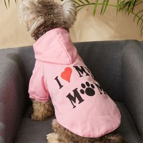 Pet Hoodie For Small & Medium Dogs; I Love My Mom Dog Hoodie Cat Shirts; Cute Pet Apparel (Color: Pink, size: M) Pet Hoodie For Small & Medium Dogs; I Love My Mom Dog Hoodie Cat Shirts; Cute Pet Apparel (Color: Pink, size: M)